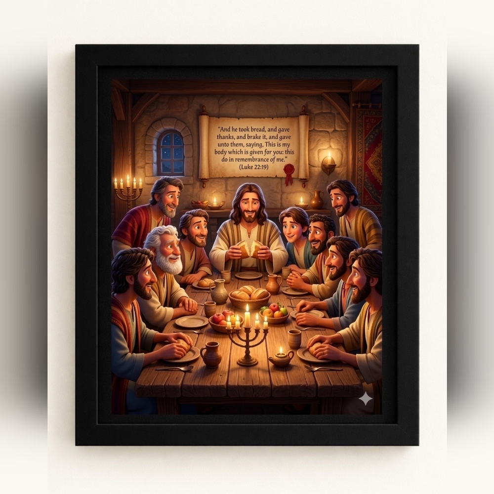 A.I. Jesus Last Supper Art Print 8x10 in Frame